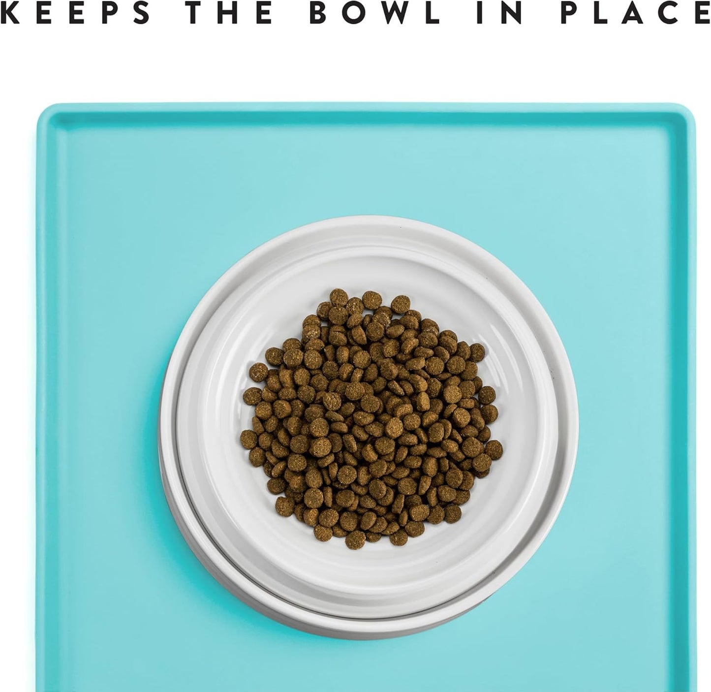 Waterproof Silicone Cat Feeding Mat - Non-Slip Pet Placemat for Food and Water Bowls (Small, Aruba)
