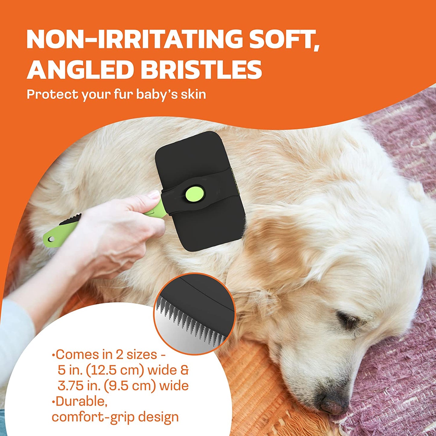 Self-Cleaning Slicker Brush for Long-Haired Dogs and Cats - Grooming and Deshedding Tool for Medium to Large Pets