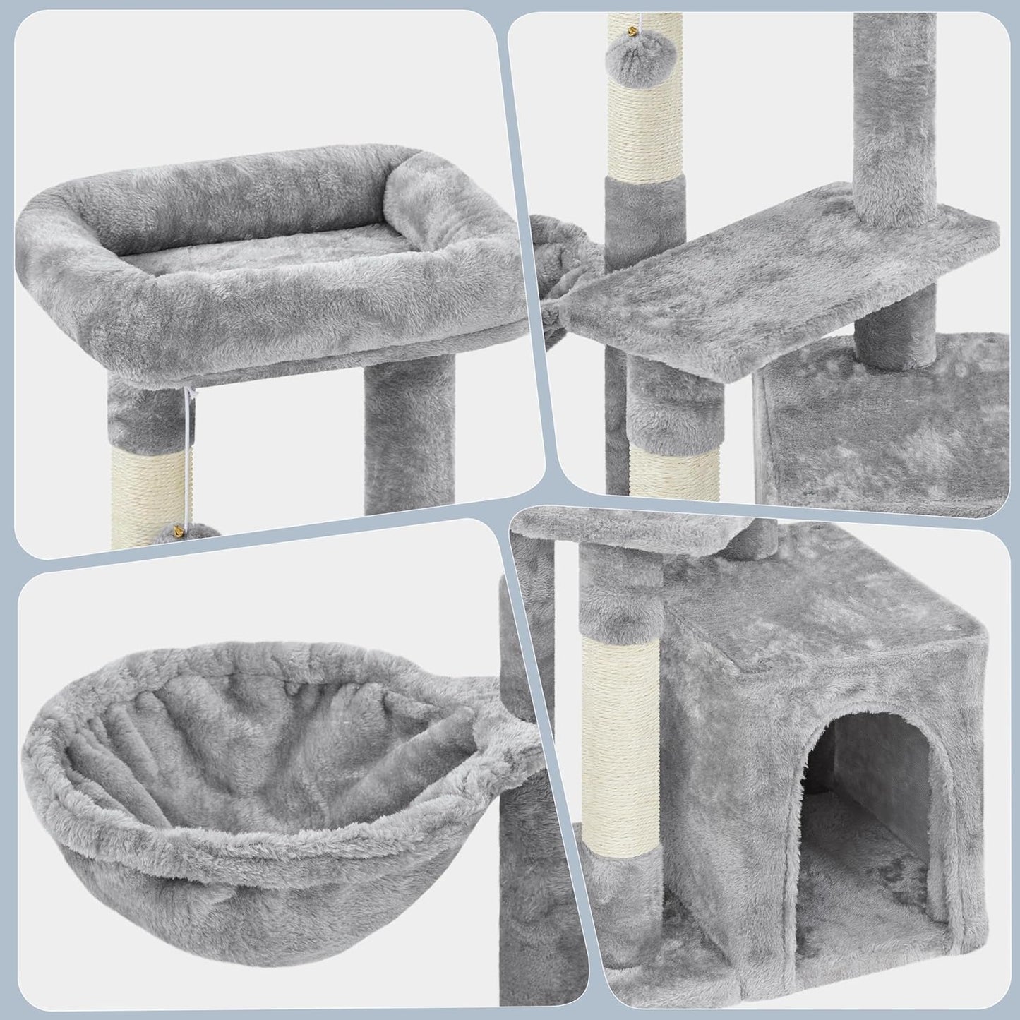 34-Inch Cat Tower with Plush Cover, Condo, Platform, and Basket - Indoor Cat Furniture Activity Tree