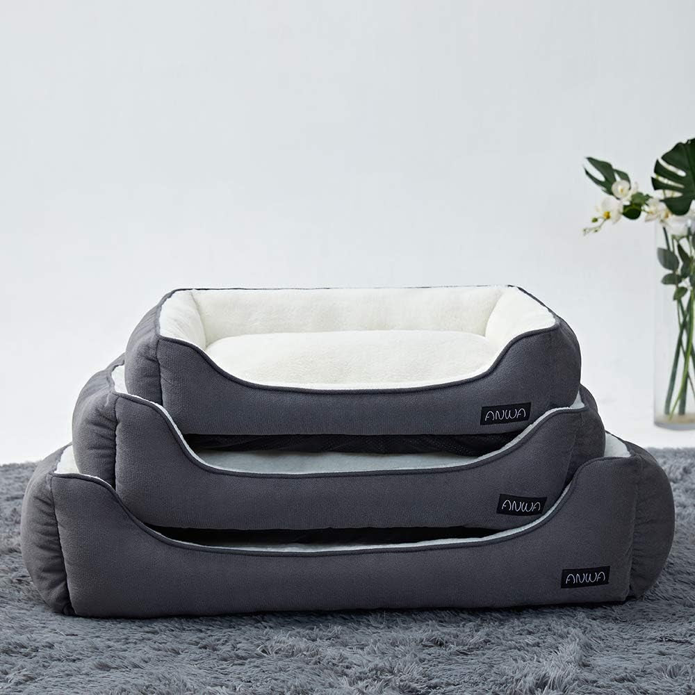 Medium Dog Bed for Large Dogs, Washable Deep Grey Pet Bed, 24 Inch