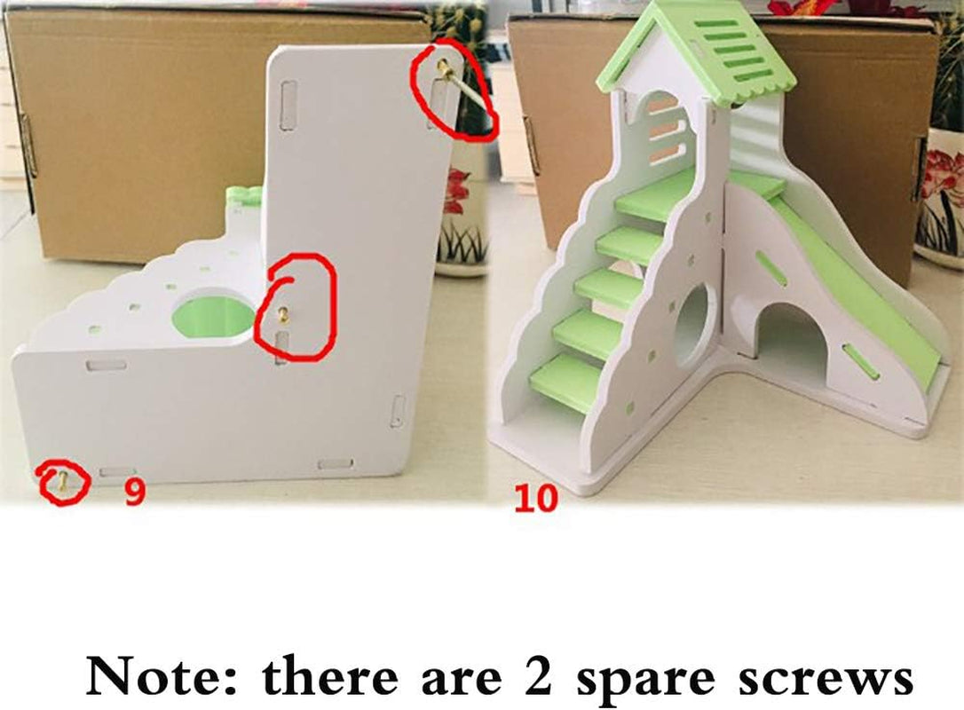 Hamster House Hideout Hideaway Exercise Toys for Rat,Dwarf Hamster Mouse Small Animal Kingdom,Durable Odorless Non-Toxic Wooden Deluxe 2-Story Hut (Pink)