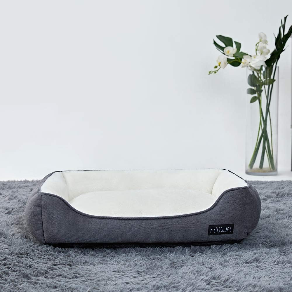 Medium Dog Bed for Large Dogs, Washable Deep Grey Pet Bed, 24 Inch