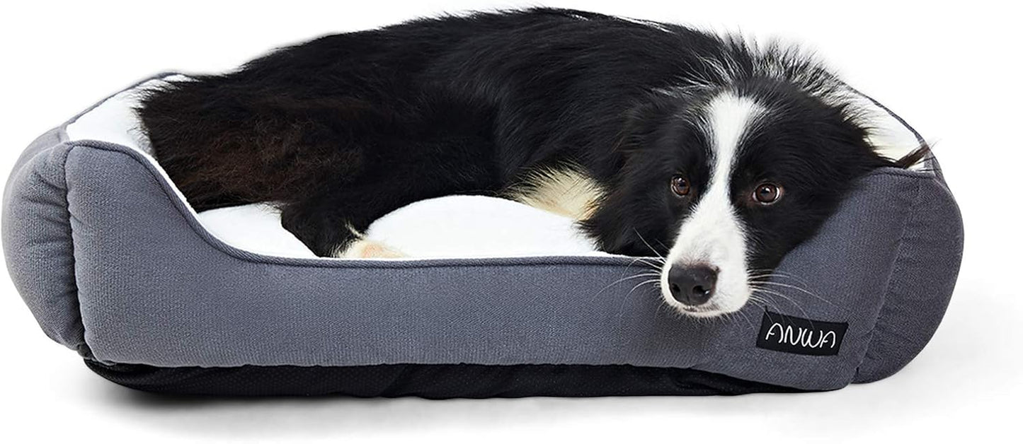 Medium Dog Bed for Large Dogs, Washable Deep Grey Pet Bed, 24 Inch