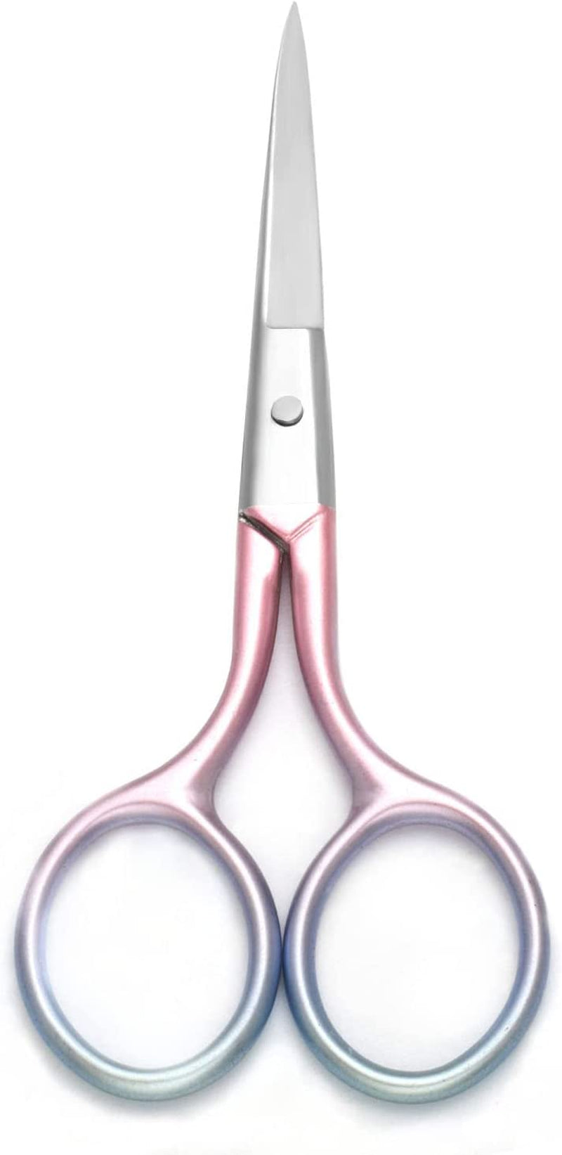 Professional Multicolor Grooming Scissors for Facial Hair Removal and Trimming - Stainless Steel Fine Straight Tip, 3.9 Inch (Pink)
