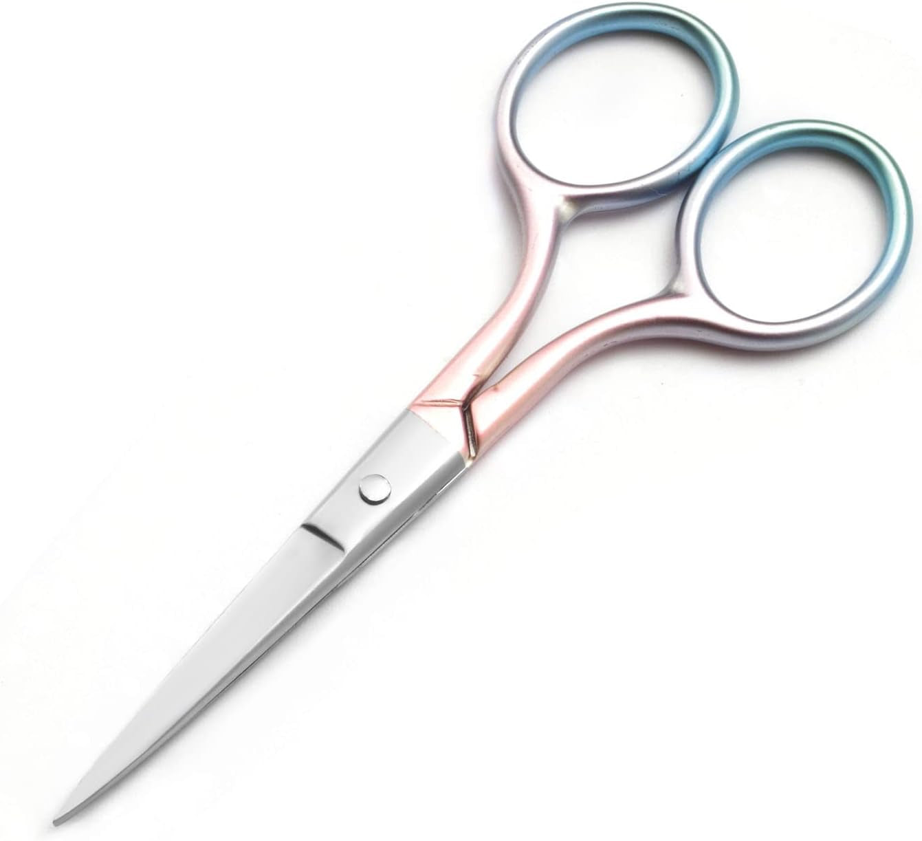 Professional Multicolor Grooming Scissors for Facial Hair Removal and Trimming - Stainless Steel Fine Straight Tip, 3.9 Inch (Pink)