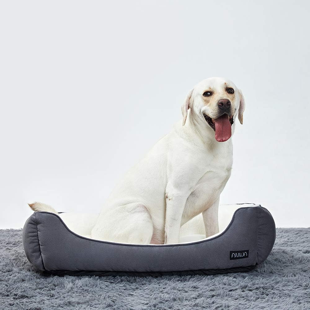 Medium Dog Bed for Large Dogs, Washable Deep Grey Pet Bed, 24 Inch