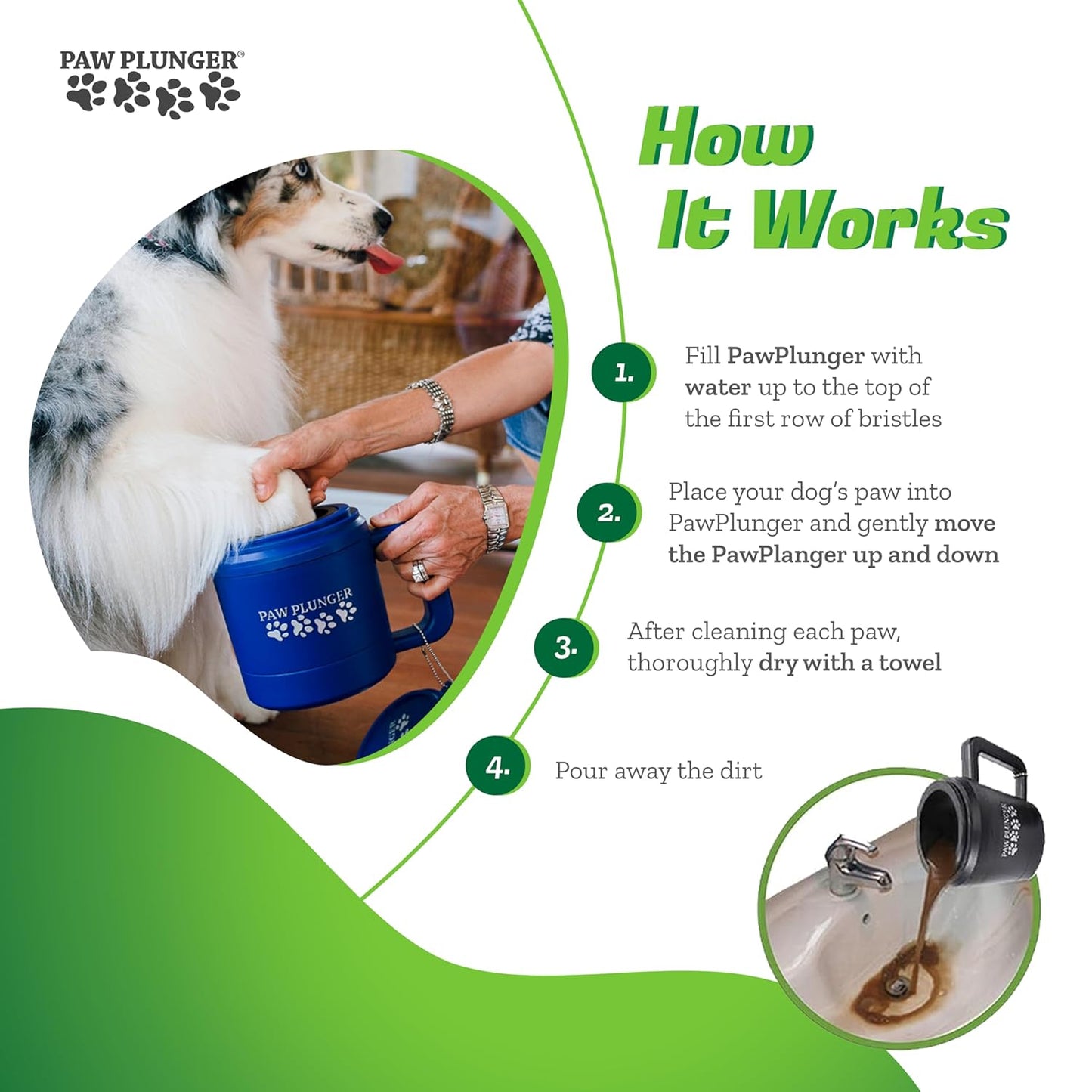 Dog Paw Cleaner - Portable Paw Washing Solution for Large Dogs - Essential Puppy Care - Black