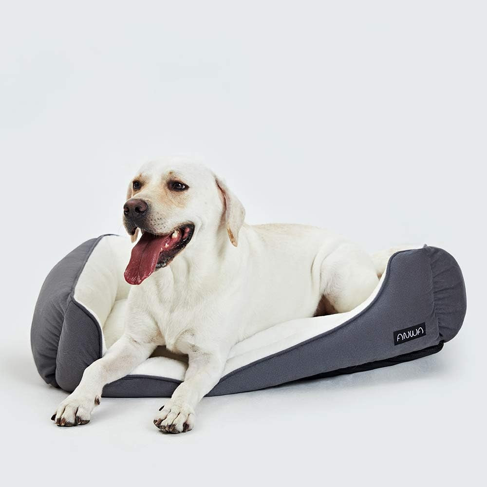 Medium Dog Bed for Large Dogs, Washable Deep Grey Pet Bed, 24 Inch
