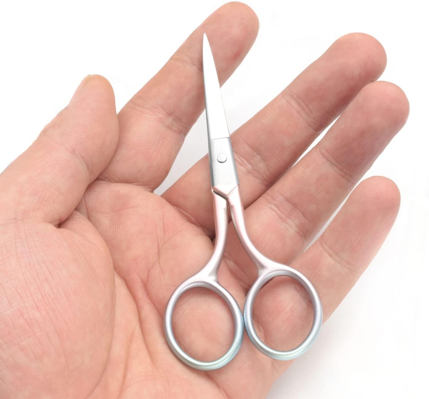Professional Multicolor Grooming Scissors for Facial Hair Removal and Trimming - Stainless Steel Fine Straight Tip, 3.9 Inch (Pink)