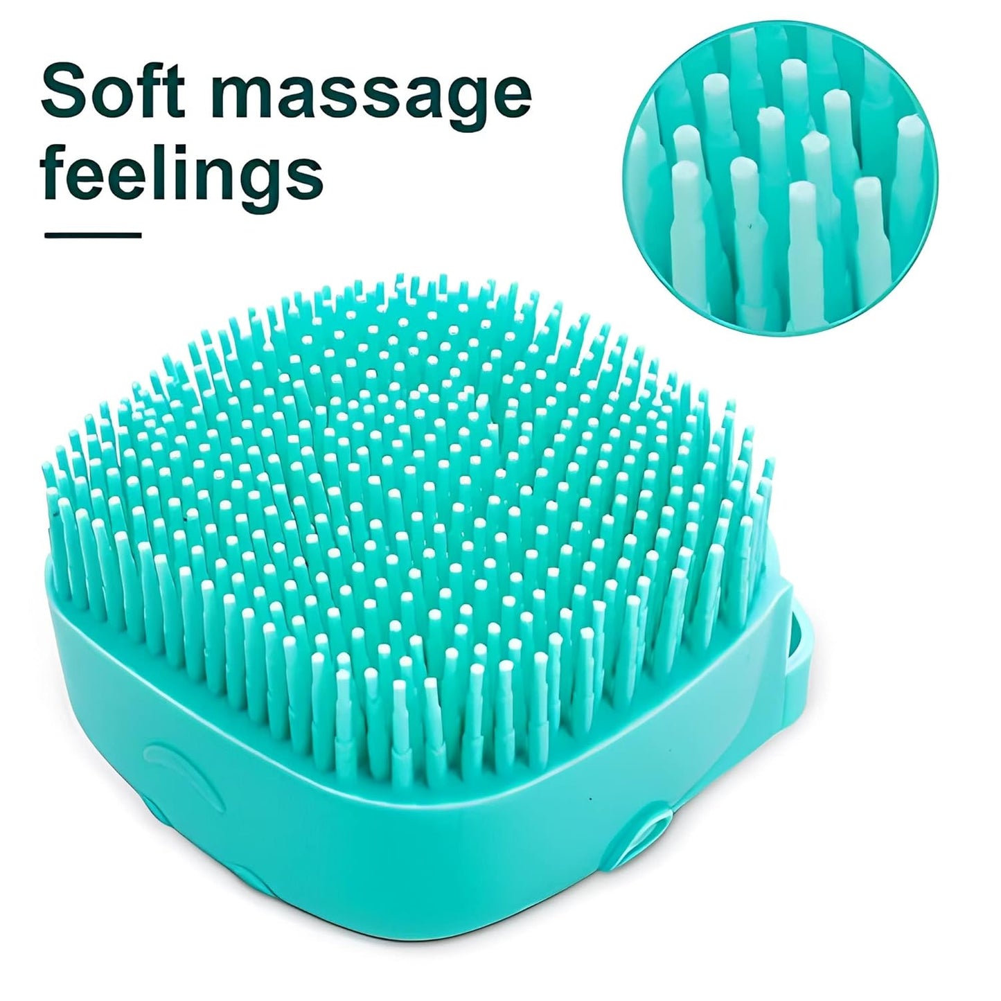 Silicone Rubber Bath Brush for Dogs and Cats - Grooming and Cleaning Tool with Soft Shampoo Dispenser (Blue)