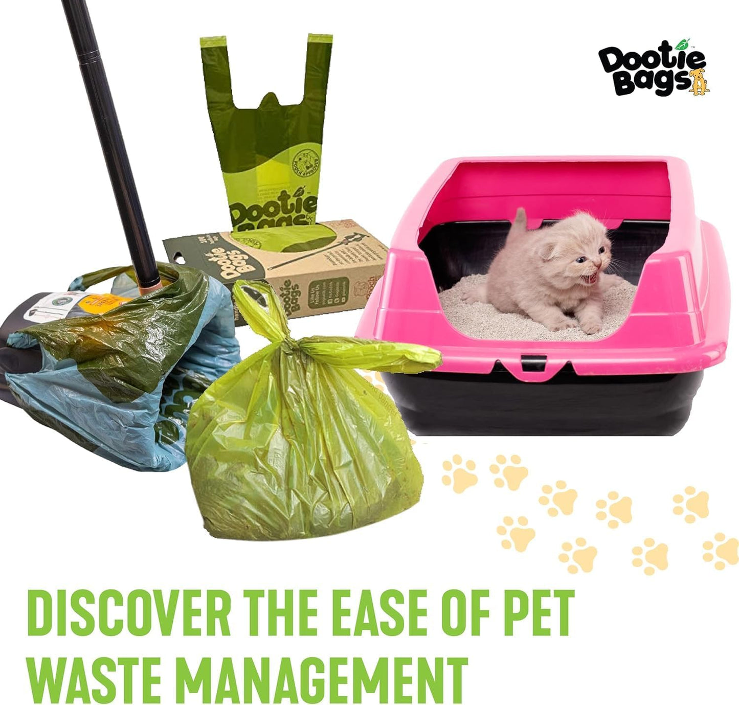 Pooch Approved Large Dootie Bags - Dog Poop Bags - Tie-Handles - 100 Count Dootie Strong and Leakproof - Perfect for Dogs & Cats - Litter - Pet Waste Cleanup - Swivel Bin & Scoopers