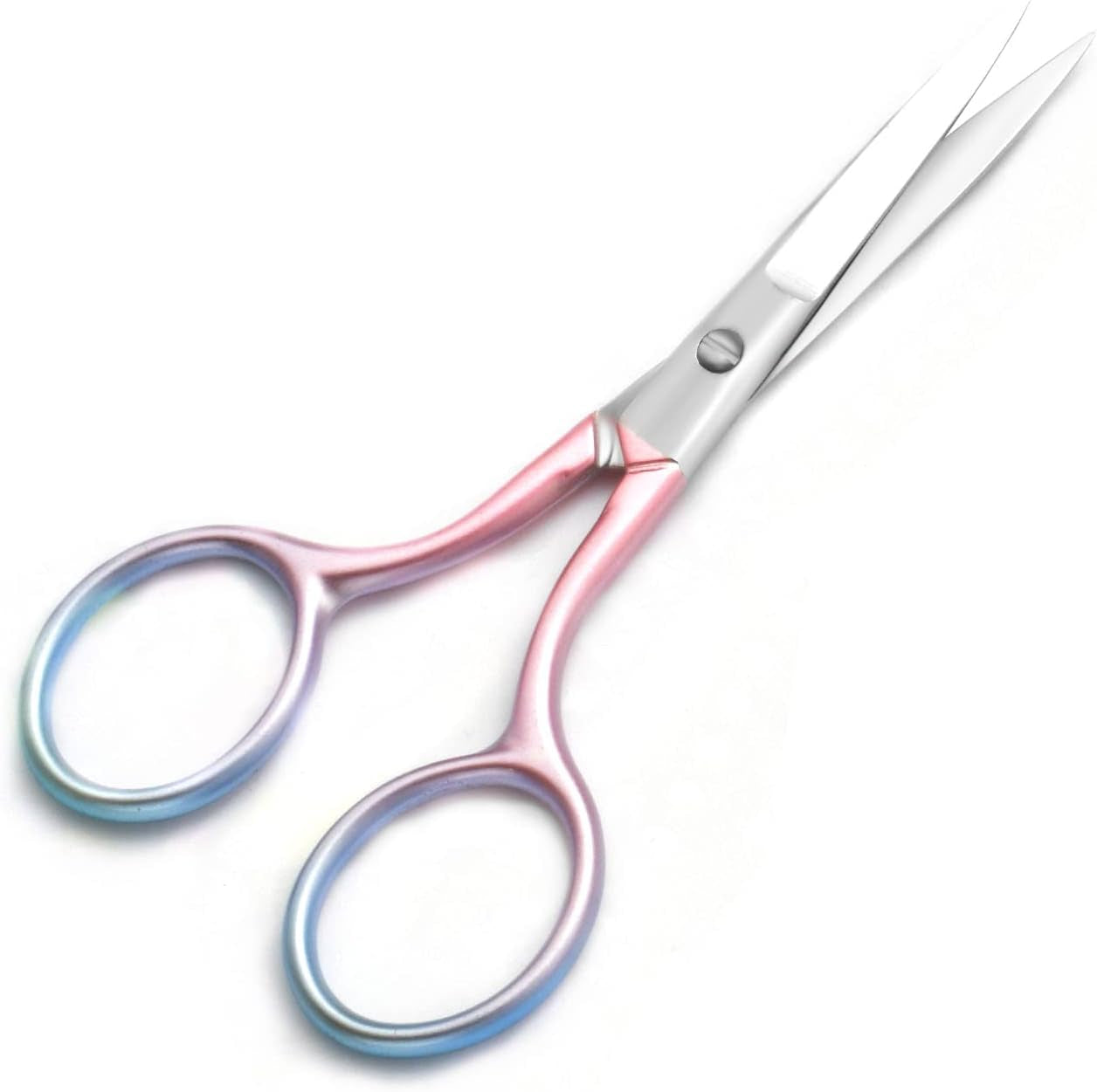 Professional Multicolor Grooming Scissors for Facial Hair Removal and Trimming - Stainless Steel Fine Straight Tip, 3.9 Inch (Pink)