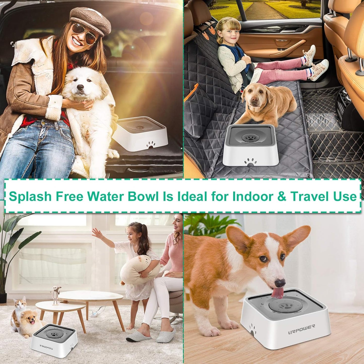 2.5L Dog Water Bowl 85Oz Large Capacity Dog Bowls | No Spill Pet Water Dispenser for Messy Drinkers Splash Proof Slow Feeder Vehicle Carried Travel Bowl for Dogs, Cats &Pets