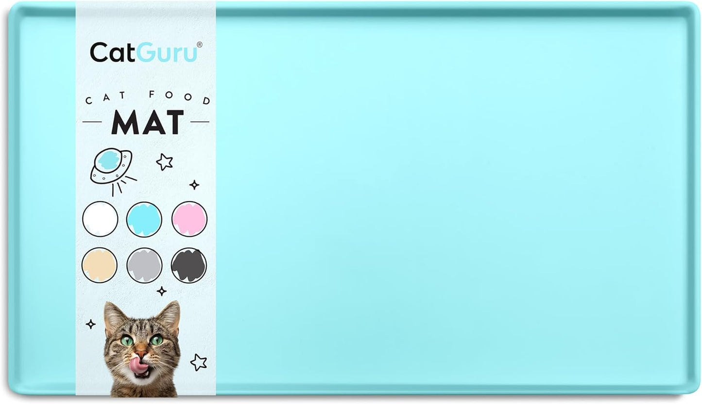 Waterproof Silicone Cat Feeding Mat - Non-Slip Pet Placemat for Food and Water Bowls (Small, Aruba)
