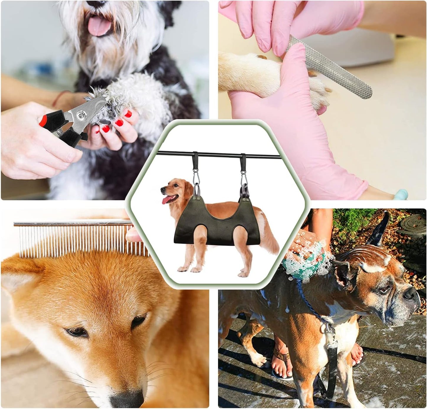 Pet Grooming Hammock,Durable Dog Hammock for Grooming,Dog Grooming Helper Cat/Dog/Pet Grooming Hammock (L(Legs Spacing:7"-16.5" / Max W:80LB))