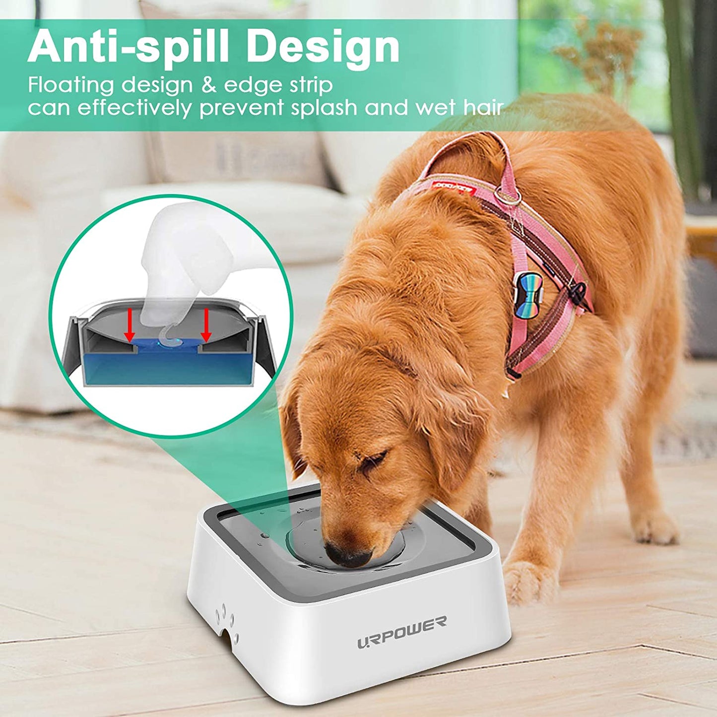 2.5L Dog Water Bowl 85Oz Large Capacity Dog Bowls | No Spill Pet Water Dispenser for Messy Drinkers Splash Proof Slow Feeder Vehicle Carried Travel Bowl for Dogs, Cats &Pets