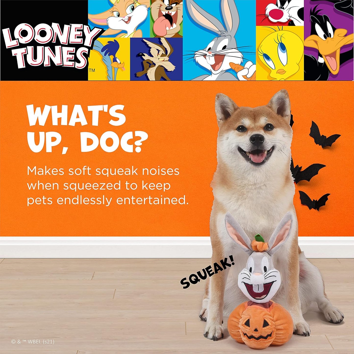 for Pets Bugs Bunny, Tweety Bird, Tasmanian Devil, Sylvester Halloween Plush Dog Toy 12Pc Clipstrip | 6 Inch Small Squeaky Dog Toys from Plush Dog Chew Toys, (FF16895)