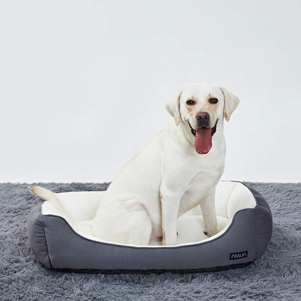 Medium Dog Bed for Large Dogs, Washable Deep Grey Pet Bed, 24 Inch