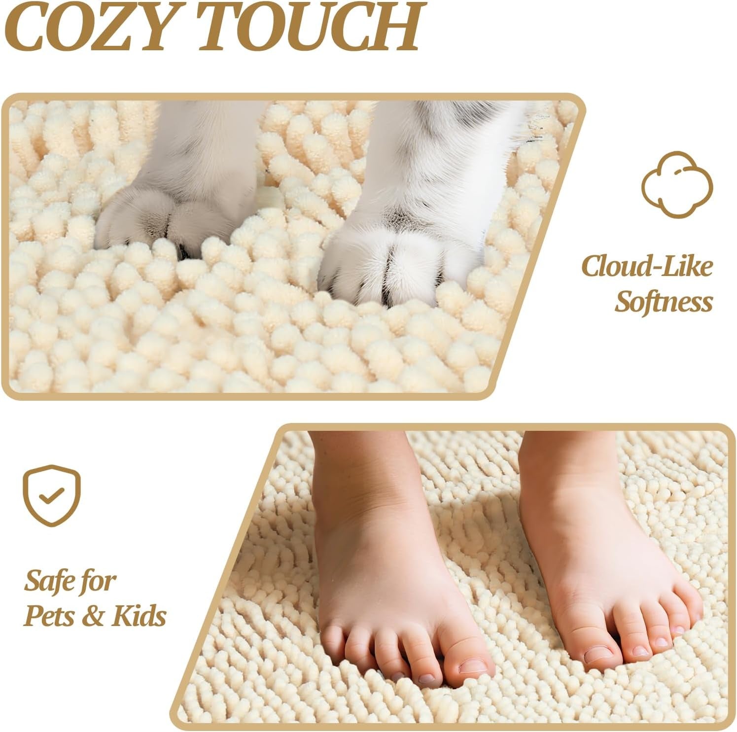 Dog Door Mat Absorpmax Dog Mat for Muddy Paw, 31 × 20", Beige | Mud Rug with Non Slip Backing for Indoor & Outdoor, Washable Soft Chenille anti Mud Waterproof