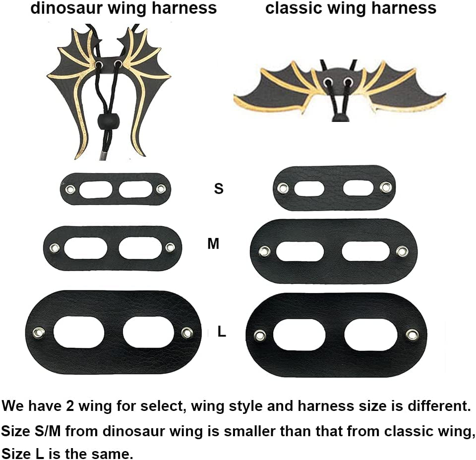 Black Bearded Dragon Leash Harness, 3 Size Pack, Cool Bat Wing | Soft Leather Wing Harness, Removable Leash, for Bearded Dragon Lizard Reptile, Great for Outdoor Walking