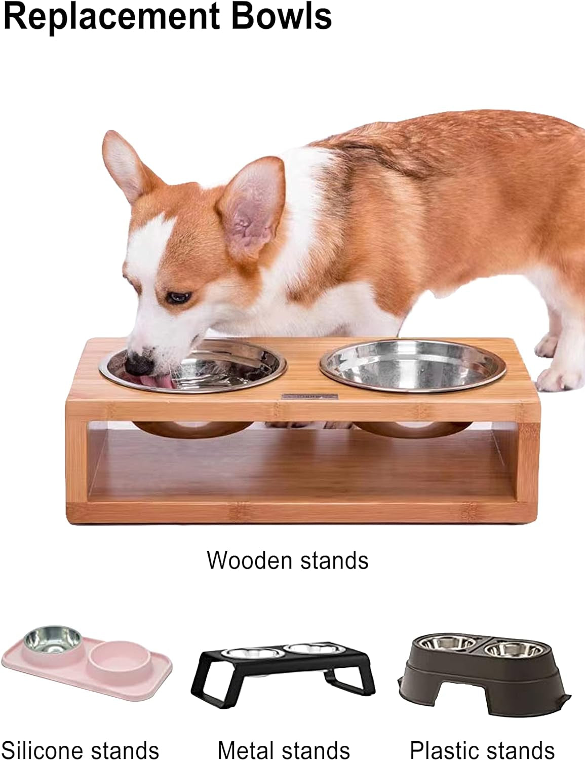 Stainless Steel Small Dog Food Bowls, Set of 2 Outer Dia. 5.4 in Replacement Dog Bowls for Raised Station(1.3 Cup)