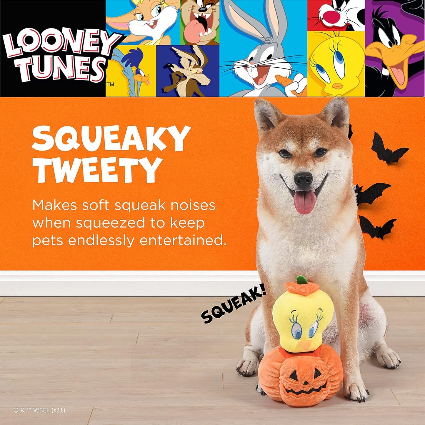 for Pets Bugs Bunny, Tweety Bird, Tasmanian Devil, Sylvester Halloween Plush Dog Toy 12Pc Clipstrip | 6 Inch Small Squeaky Dog Toys from Plush Dog Chew Toys, (FF16895)
