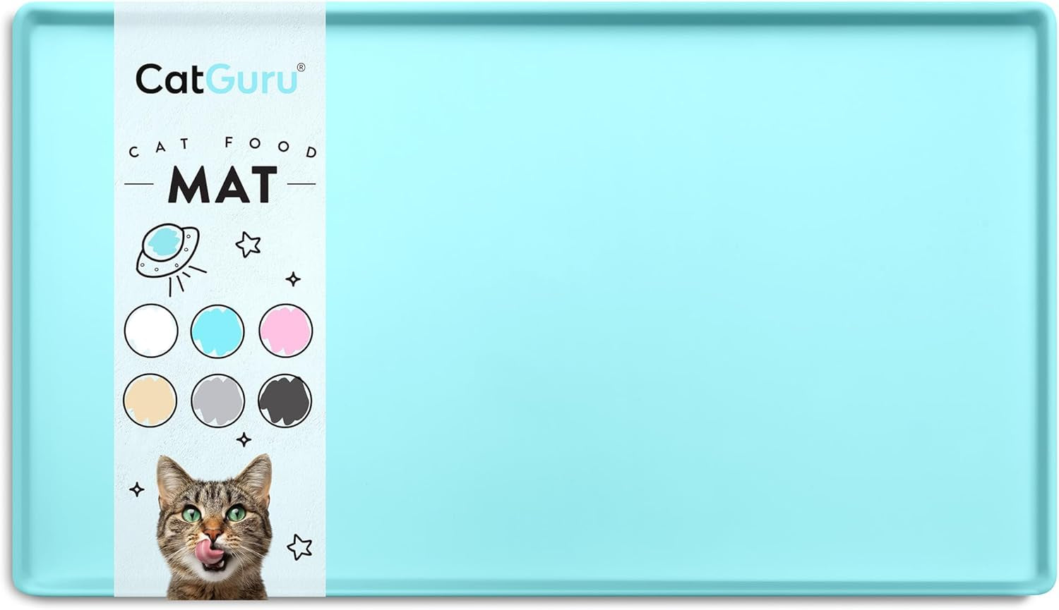 Waterproof Silicone Cat Feeding Mat - Non-Slip Pet Placemat for Food and Water Bowls (Small, Aruba)