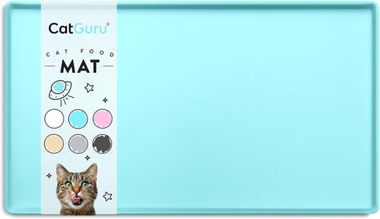 Waterproof Silicone Cat Feeding Mat - Non-Slip Pet Placemat for Food and Water Bowls (Small, Aruba)
